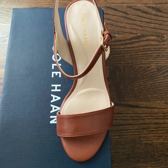 Cole Haan Sandals (Josie Block Heel) in Brown Leather Size 5.5-B - Picture 3 of 8